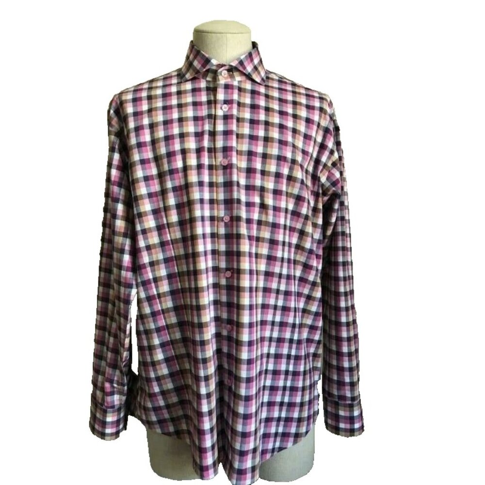 BOGOSSE Long Sleeve Shirt Mens Size XL Size 5 Multi Colored Plaid EUC